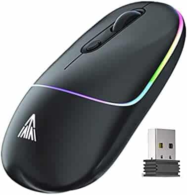 SOLAKAKA LED Wireless Mouse Rechargeable, 2.4G Portable Slim Mobile Optical Office Mouse with 3 Adjustable DPI, Long Battery Life, USB Computer Cordless Mice for Laptop PC Notebook Windows Mac (Black)