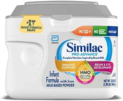 Similac Pro-Advance Infant Baby Formula with Iron with 2’-FL HMO for Immune Support, Non-GMO, Unflavored, 20.6 Oz