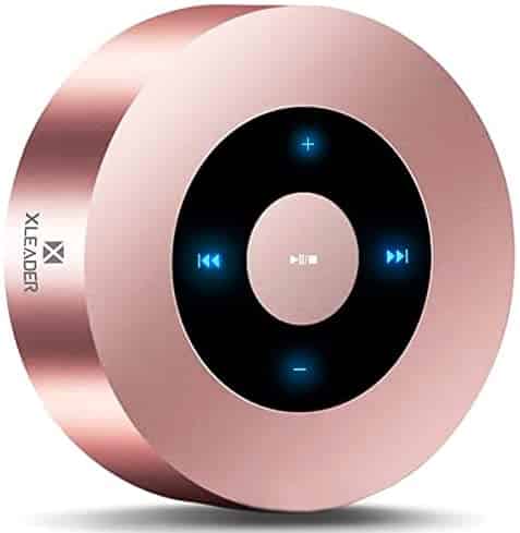 [ Smart Touch] Bluetooth Speaker XLeader SoundAngel A8 (3rd Gen) Premium Rose Gold 3D Mini Speaker with Portable Waterproof Case Mic TF Card Aux Input 15h Music, for iPhone iPad Shower Kids Girl Gift