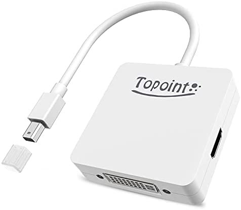 TOPOINT 3 in 1 Mini Displayport DP Thunderbolt to HDMI DVI VGA Adapter Converter Cable for MacBook Air, Old MacBook/MacBook Pro Before Mid 2015