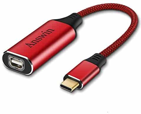 USB C to Mini Displayport (4K@60Hz), Answin USB-C/Thunderbolt 3 to Mini Displayport Adapter for New MacBook, New MacBook Air, MacBook Pro 2016-2020, Galaxy S21 and More USB Type-C Device-Red