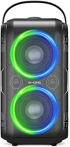 W-KING 80W Bluetooth Speaker Loud, Super Rich Bass, Huge 105dB Sound Portable Wireless Party Speakers, Mixed Color LED Lights, 12000mAH Battery, Bluetooth 5.0, USB Playback, Non-Waterproof