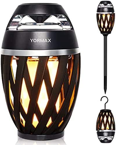 YORMAX Torch Bluetooth Speaker, Outdoor/Indoor Wireless Portable Speaker, BT5.0 Stereo Audio & Lantern Speakers for Patio Party Home, Gifts for Men Women Birthday, Flame Lights with Stake/Hook/Poles