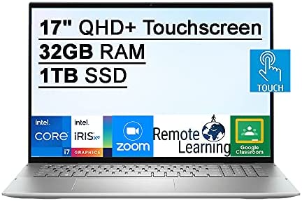 2021 Dell Inspiron 7000 2-in-1 17″ QHD+ Touchscreen Laptop Computer, 11th Intel Core i7-1165G7, 32GB RAM, 1TB PCIe SSD, Backlit Keyboard, Intel Iris Xe Graphics, MaxxAudio, HD Webcam, Win 10, Silver
