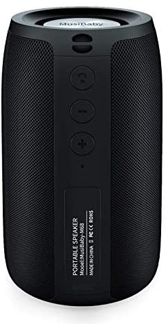 Bluetooth Speaker,MusiBaby Speaker,Outdoor, Portable,Waterproof,Wireless Speakers,Dual Pairing, Bluetooth 5.0,Loud Stereo,Booming Bass,1500 Mins Playtime for Home&Party Black