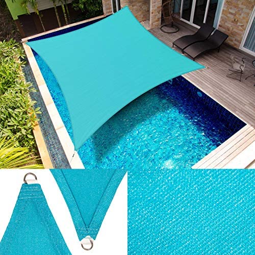 ShadeMart 12′ x 16′ Turquoise Sun Shade Sail Rectangle Canopy Fabric Cloth Screen, Water Permeable & UV Resistant, Heavy Duty, Carport Patio Outdoor – (We Customize Size)