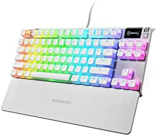 SteelSeries Apex 7 TKL Compact Mechanical Gaming Keyboard – OLED Smart Display – USB Passthrough and Media Controls – Linear and Quiet – RGB Backlit (Red Switch) – Ghost