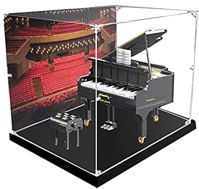 T-Club Acrylic Display Case for Lego 21323, Dustproof Clear Display Box Showcase For Lego 21323 Grand Piano(NOT Included The Model) (Background pattern)