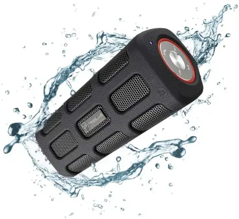 TREBLAB FX100 Portable Bluetooth Speaker, Rugged Outdoor Speaker for Extreme Sports and Adventures, IPX4 Waterproof with Metal and Rubber Body, Connects to Smartphones & PCs, Up to 35 hrs/Charge