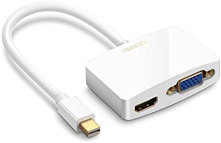 UGREEN Mini DisplayPort to HDMI VGA Adapter, 4K Thunderbolt 2 Adapter 2 in 1 Mini DP Converter Compatible with MacBook Pro MacBook Air iMac Surface Pro 1 2 3 4 6 Surface Laptop 2 ThinkPad X1, White