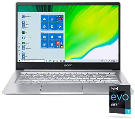 Acer Swift 3 Intel Evo Thin & Light Laptop, 14″ Full HD, Intel Core i7-1165G7, Intel Iris Xe Graphics, 8GB LPDDR4X, 256GB NVMe SSD, Wi-Fi 6, Fingerprint Reader, Back-lit KB, SF314-59-75QC