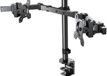 ErGear Dual Monitor Stand Mount 17-32″, Adjustable Sliding Monitor Arms 26.4lbs, Desk Mount Stand with C-Clamp and Grommet Base, Black – EGCM5