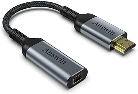 HDMI to Mini DisplayPort Adapter, Answin 4K HDMI to Mini DisplayPort Active HDMI 1.4 Source for Xbox One/360, NS, Mac Mini, PC/Laptops to Mini DP 1.2 Out Monitor with DisplayPort 1.2/Mini DisplayPort