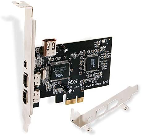 LinksTek PCIE FireWire Card for Windows 98/2000/2003/XP/Vista/7/8/8.1/10/Server Desktop PCs(32/64bit)-IEEE 1394A FireWire 400-6Pin X3 Ports and 4Pin X1 Port-Include Low Profile Bracket(PCIE-1394A)