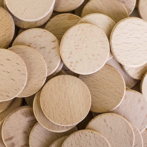Round Unfinished 1.5″ Wood Cutout Circles Chips for Arts & Crafts Projects, Board Game Pieces, Ornaments (100 Pieces)
