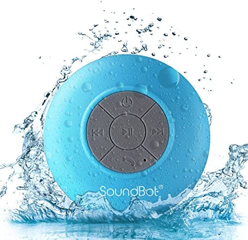 SoundBot SB510 HD Water Resistant Bluetooth 3.0 Shower Speaker, Handsfree Portable Speakerphone with Built-in Mic, 6hrs of playtime, Control Buttons and Dedicated Suction Cup (Blue)