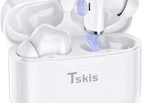 True Wireless Earbuds,TSKIS IT100 ENC Call Noise Cancelling Wireless Headphones 5.2 Smart Touch In-Ear Wireless Earphones,with Charging Case, Deep Bass, 48H Playtime Headset for Sports,IPX8 Waterproof