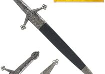 16 1/2″ Claymore Dagger Medieval Sword with Scabbard Comes Gift Boxed Intended for Cosplay, Roleplay, Collections, Props, or Display