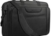 KROSER Laptop Bag XXL Laptop Briefcase Fits Up To 18 Inch Laptop Water-Repellent Gaming Computer Bag Shoulder Bag Expandable Capacity For Travel/Business/School/Men-Black