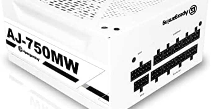 New 2021 Ultra White 100% All Japanese Capacitor 80+ Gold Certified Fully Modular 750W Gaming PSU Support NV RTX3-series & ATI RX6-series GPU ApexGaming AJ-750MW
