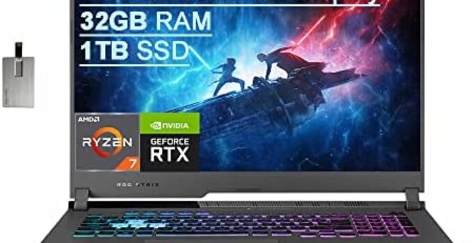 2021 ASUS ROG Strix G17 17.3″ FHD 144Hz Gaming Laptop Computer, AMD Ryzen 7-4800H 8-core, 32GB RAM, 1TB PCIe SSD, Backlit Keyboard, NVIDIA GeForce RTX 3060 Graphics, Windows 10, Gray, 32GB USB Card