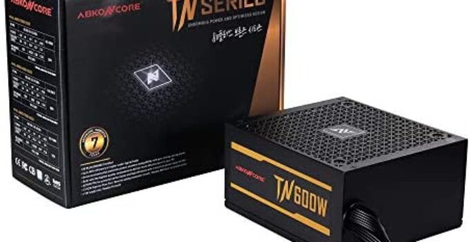 ABKONCORE TN600W Bronze PC Power Supply 600W, 80+ Bronze, 12V Single Rail, Silent 135mm Quiet Cooling Fan, ECO Friendly, Active PFC, 7 Year Assurance PSU for Gaming and Other Applications