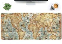 Auhoahsil Large Mouse Pad, Full Desk XXL Extended Gaming Mouse Pad 35″ X 15″, Waterproof Desktop Mat with Stitched Edge, Non-Slip Laptop Computer Keyboard Mousepad for Office & Home, World Map Design