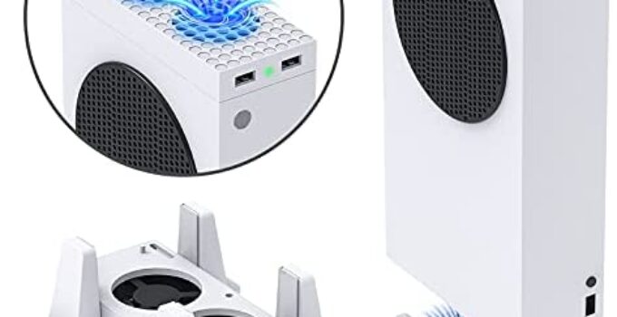 Cooling Stand Compatible with Xbox Series S, YUANHOT Dual Purpose Cooling Fan Cooler System Dock Station Accessories, 3 Level Adjustable Speed & 2 Extra USB Ports (Only Compatible with Xbox Series S)
