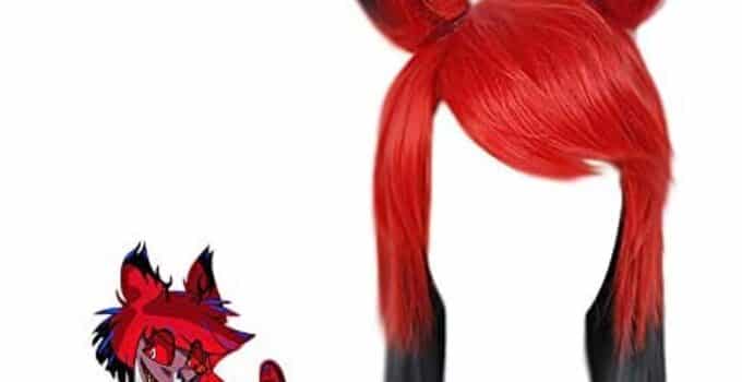 Coslive Alastor Wig Red Black Hair with Ears Hazbin Hotel Cosplay Costume Accessories
