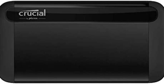 Crucial X8 2TB Portable SSD – Up to 1050MB/s – USB 3.2 – External Solid State Drive, USB-C, USB-A – CT2000X8SSD9, Black