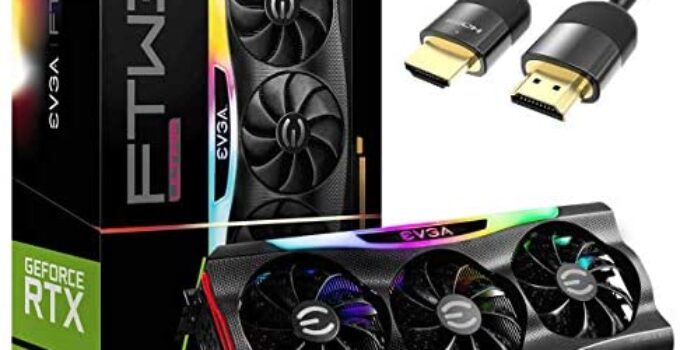 E-V-G-A GeForce RTX 3090 FTW3 Ultra Gaming Graphics Card, 24GB GDDR6X, VR Ready, PCIe 4.0, iCX3 Technology, ARGB LED, Metal Backplate w/ Mytrix HDMI 2.1 Cable (4k@120Hz/8K@60Hz)