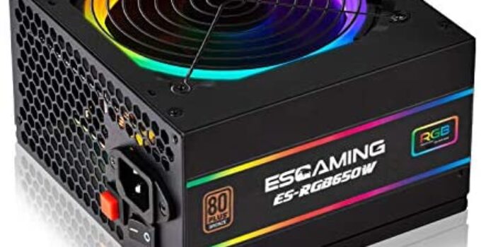 ESGAMING Power Supply 650W, 80 Plus Bronze Certified Computer Power Supply with ARGB Light Modes, ATX PC Power Supply with 120mm Silent Cooling RGB Fan