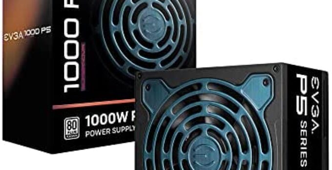 EVGA Supernova 1000 P5, 80 Plus Platinum 1000W, Fully Modular, Eco Mode with FDB Fan, 10 Year Warranty, Includes Power ON Self Tester, Compact 150mm Size, Power Supply 220-P5-1000-X1