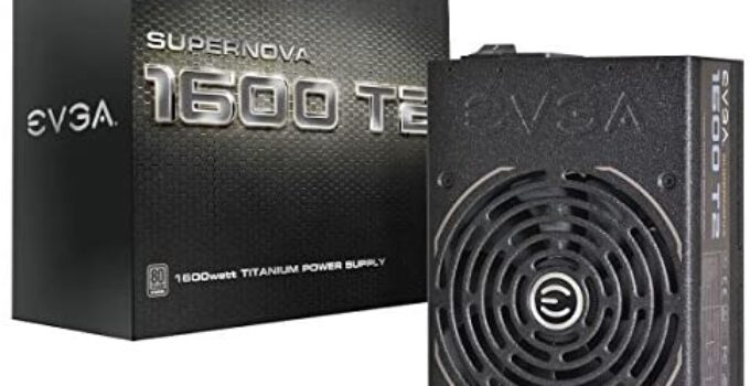 EVGA Supernova 1600 T2 80+ Titanium, 1600W ECO Mode Fully Modular NVIDIA SLI and Crossfire Ready 10 Year Warranty Power Supply 220-T2-1600-X1