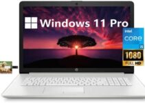 HP 17 Business Laptop Computer, 11th Gen Intel Core i5-1135G7, 17.3″ FHD IPS Display, Windows 11 Pro, 12GB RAM, 1TB HDD, Wi-Fi 6, Bluetooth, Webcam, Backlit Keyboard, 32GB Durlyfish USB Card