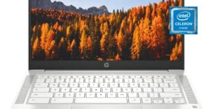 HP Chromebook 14 Laptop, Intel Celeron N4020, 4 GB RAM, 32 GB eMMC, 14” HD Micro-Edge Display, Chrome OS, Thin & Portable, 4K Graphics, Snow White Keyboard (14a-na0023nr, 2021, Ceramic White)