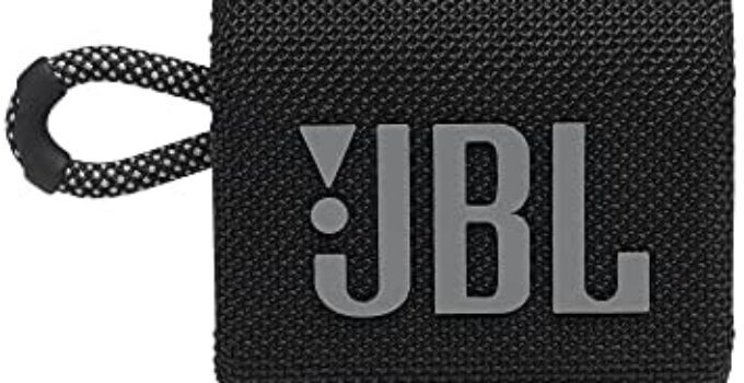 JBL Go 3: Portable Speaker with Bluetooth, Built-in Battery, Waterproof and Dustproof Feature – Black