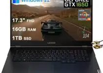 Lenovo Flagship Legion 5 17 Gaming Laptop 17.3″ FHD IPS Display AMD Hexa-Core Ryzen 5 5600H (Beats i7-10750H) 16GB RAM 1TB SSD GeForce GTX 1650 4GB Backlit USB-C Nahimic Win11 + HDMI Cable