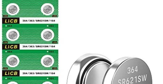 LiCB 10 Pack SR621SW 364 Watch Battery,Long-Lasting & Leak-Proof,High Capacity Silver Oxide 1.55V Button Cell Batteries for Watch