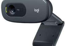 Logitech C270 HD Webcam, HD 720p, Widescreen HD Video Calling, HD Light Correction, Noise-Reducing Mic, For Skype, FaceTime, Hangouts, WebEx, PC/Mac/Laptop/Macbook/Tablet – Black
