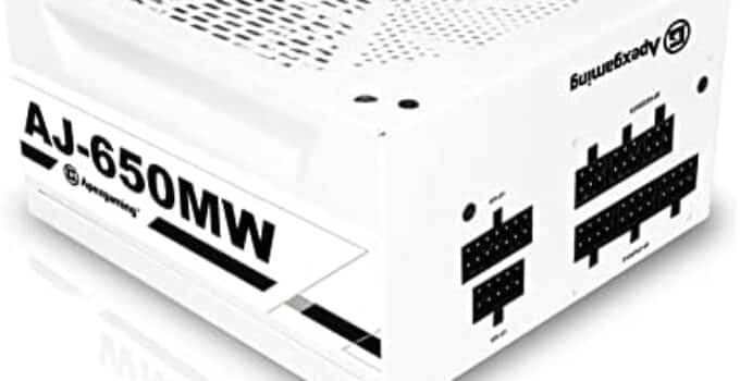New 2021 Ultra White 100% All Japanese Capacitor 80+ Gold Certified Fully Modular 650W Gaming PSU Support NV RTX3-series & ATI RX6-series GPU ApexGaming AJ-650MW