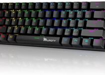 Pauroty 60% Wireless Bluetooth Mechanical Keyboard, Rechargeable RGB Backlit Bluetooth Gaming Keyboard with Clicky Blue Switches, Compact 61 Keys for Windows Mac PC Gamers, Easy to Carry on Trip-Black