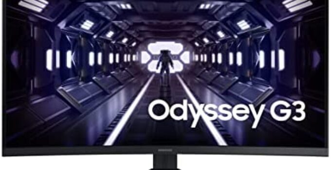 SAMSUNG 32″ Odyssey G3 Ultrawide Gaming Monitor, 1500R Curved Display, 165Hz, 5ms, AMD FreeSync Premium, Borderless Design, Eye Saver Mode, Black (LC32G35TFQNXZA)