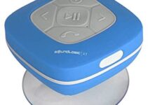 Shower Speaker Best Bluetooth Portable Stereo Bathing Speakers Splash Proof w/Mic Handsfree & 3.5mm Aux Jack Built-in Suction Cup Volume Playback (Blue Aqua Shower Speaker)