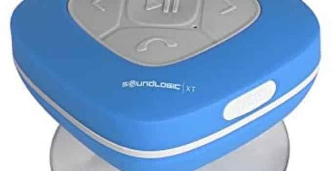 Shower Speaker Best Bluetooth Portable Stereo Bathing Speakers Splash Proof w/Mic Handsfree & 3.5mm Aux Jack Built-in Suction Cup Volume Playback (Blue Aqua Shower Speaker)