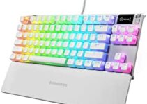 SteelSeries Apex 7 TKL Compact Mechanical Gaming Keyboard – OLED Smart Display – USB Passthrough and Media Controls – Linear and Quiet – RGB Backlit (Red Switch) – Ghost (Renewed)