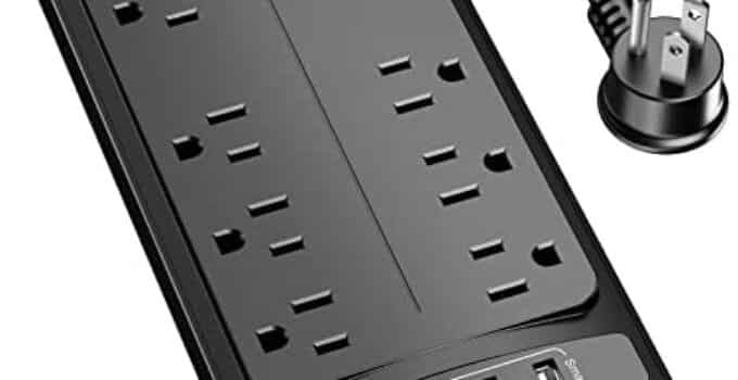 Surge Protector Power Strip , Nuetsa Extension Cord with 8 Outlets and 4 USB Ports, 6 Feet Power Cord (1625W/13A) , 2700 Joules, ETL Listed, Black