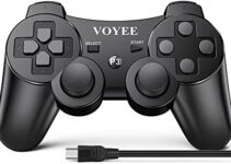 VOYEE Wireless Controller Compatible with Playstation 3 PS3 Controller with Upgraded Joystick/Rechargerable Battery/Motion Control/Double Shock (Black)