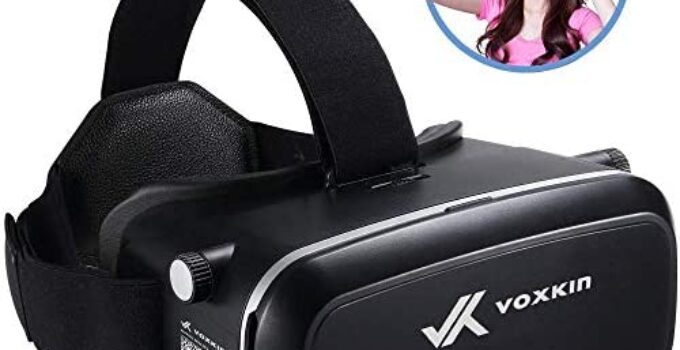Virtual Reality Headset 3D VR Glasses by Voxkin – High Definition Optical Lens, Fully Adjustable Strap, Focal and Object Distance – Perfect VR Headset for iPhone, Samsung and Any Phones 3.5″ to 6.5″