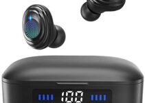Wireless Earbuds with Immersive Sound True 5.0 Bluetooth in-Ear Headphones with 2000mAh Charging Case Easy-Pairing Stereo Calls/Touch Control/Built-in Microphones/IPX7 Sweatproof/Deep Bass for Sports